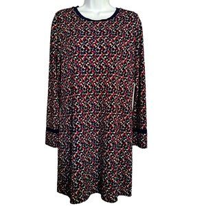 RALPH LAUREN colorful dress Sz Large STRETCHY LONG SLEEVES STUNNING A REAL GEM !